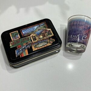 Grand Canyon New Playing Cards Sealed in Black Tin W/Shot Glass